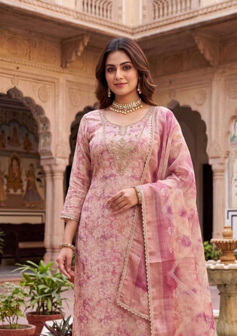 Multicolor Printed Cotton Material Suit Set - Indya