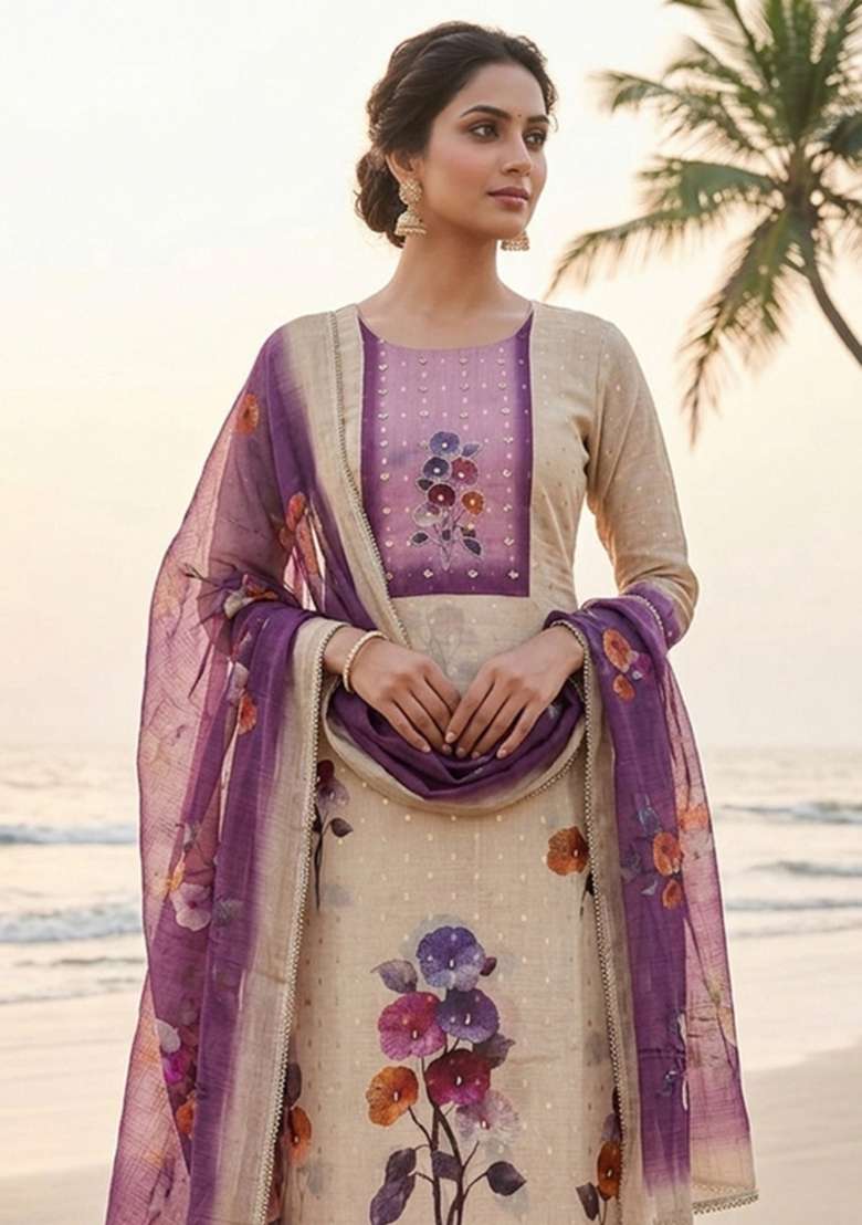 Multicolor Printed Cotton Material Suit Set - Indya