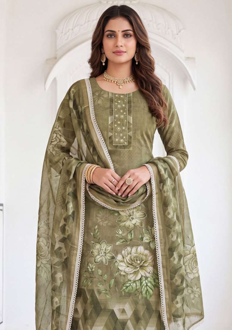 Multicolor Printed Cotton Material Suit Set - Indya