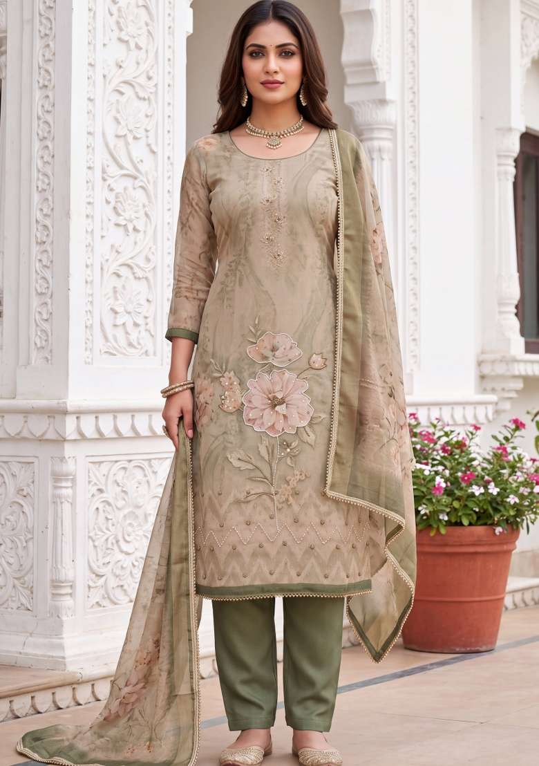 Multicolor Printed Cotton Material Suit Set - Indya