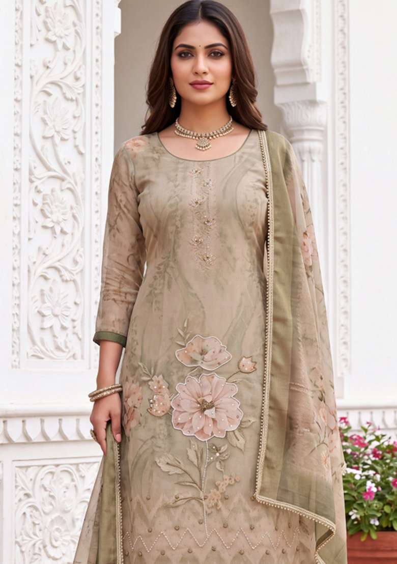 Multicolor Printed Cotton Material Suit Set - Indya