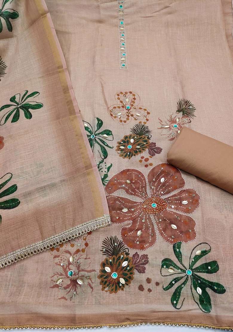 Multicolor Printed Cotton Material Suit Set - Indya