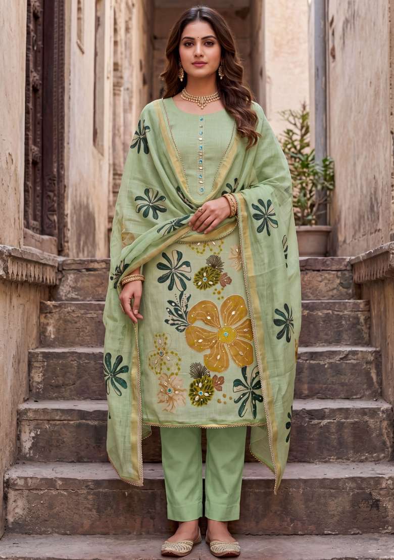 Multicolor Printed Cotton Material Suit Set - Indya