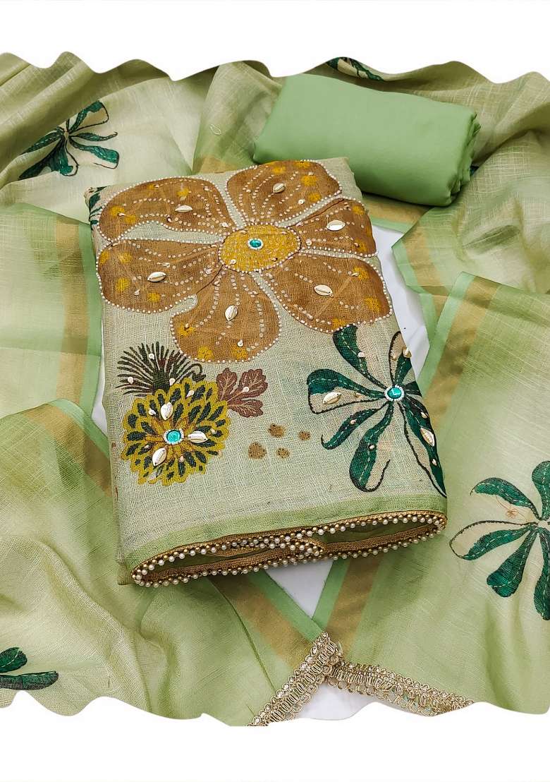Multicolor Printed Cotton Material Suit Set - Indya