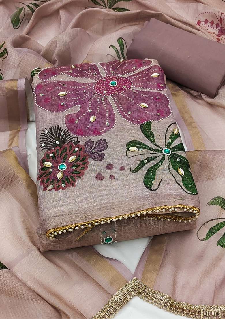Multicolor Printed Cotton Material Suit Set - Indya
