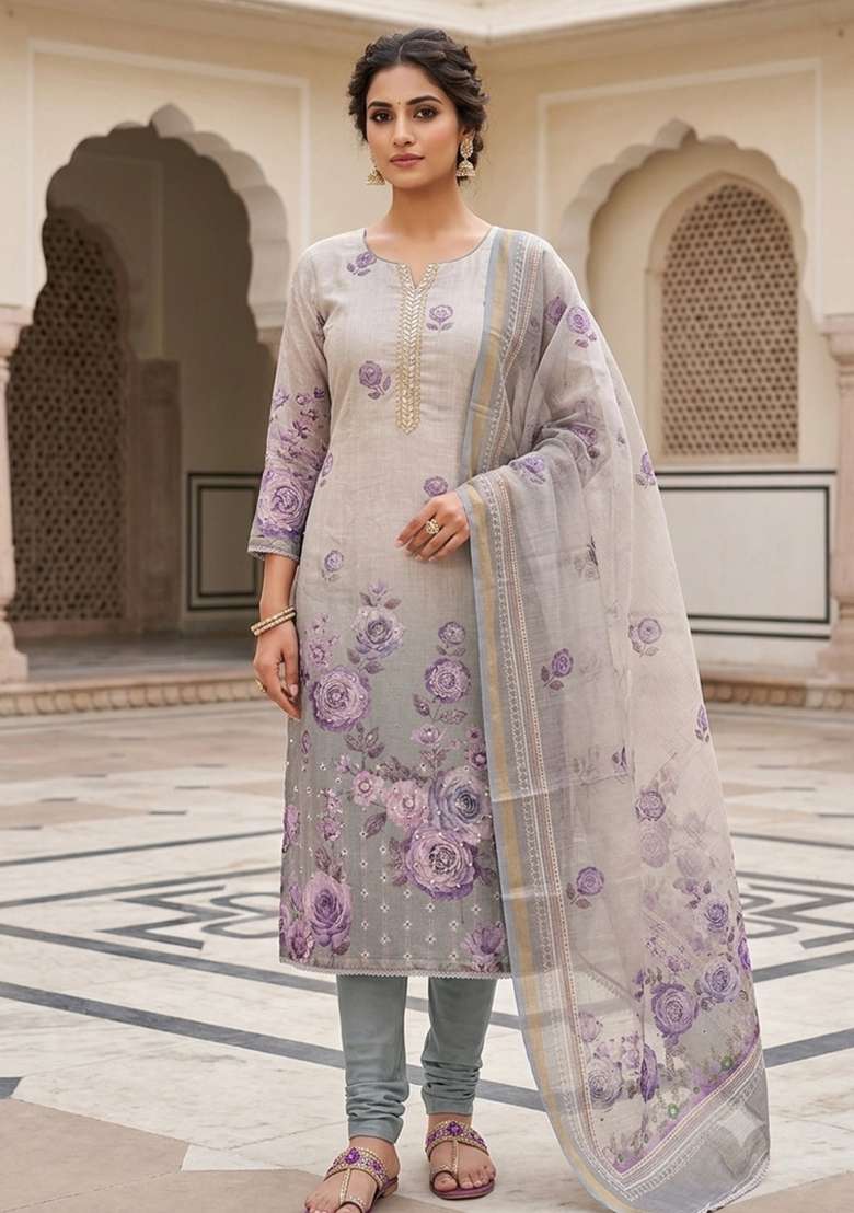 Multicolor Printed Cotton Material Suit Set - Indya