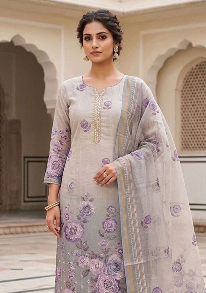 Multicolor Printed Cotton Material Suit Set - Indya