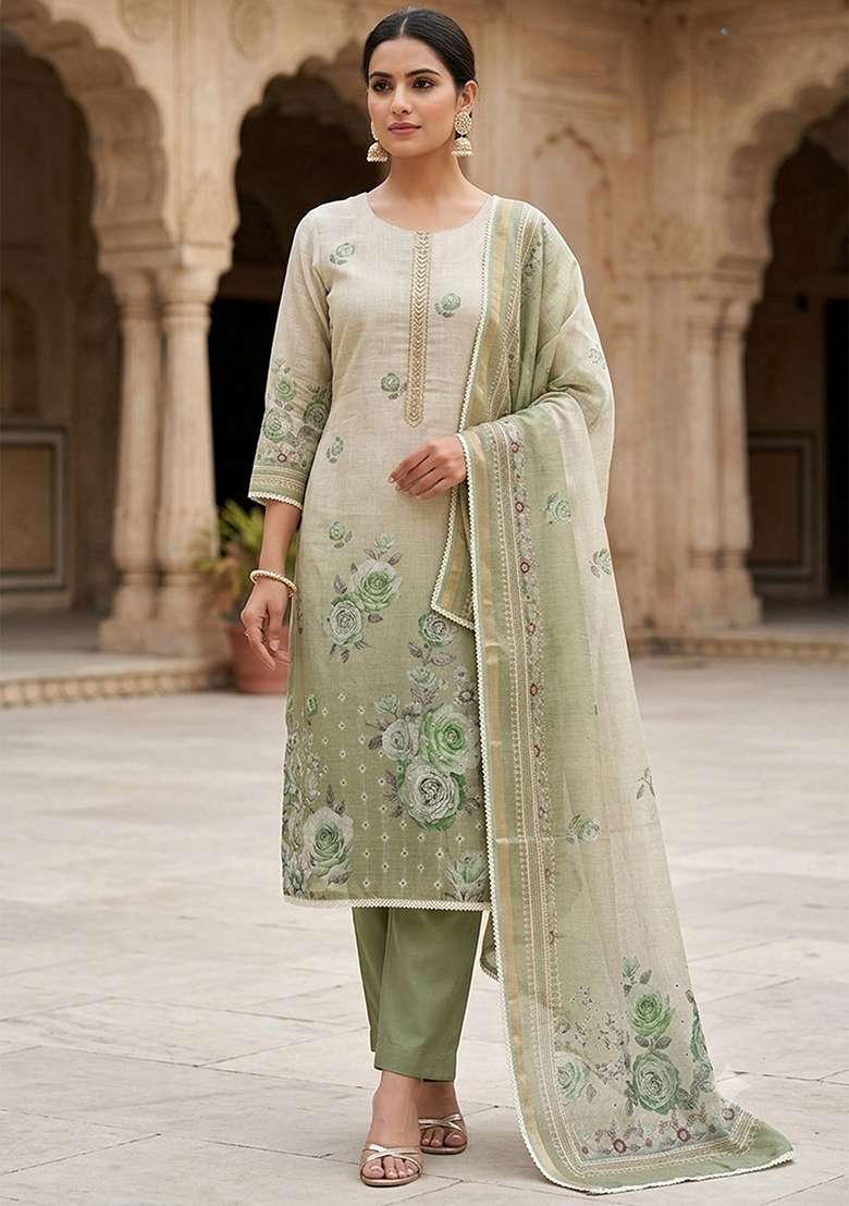 Multicolor Printed Cotton Material Suit Set - Indya