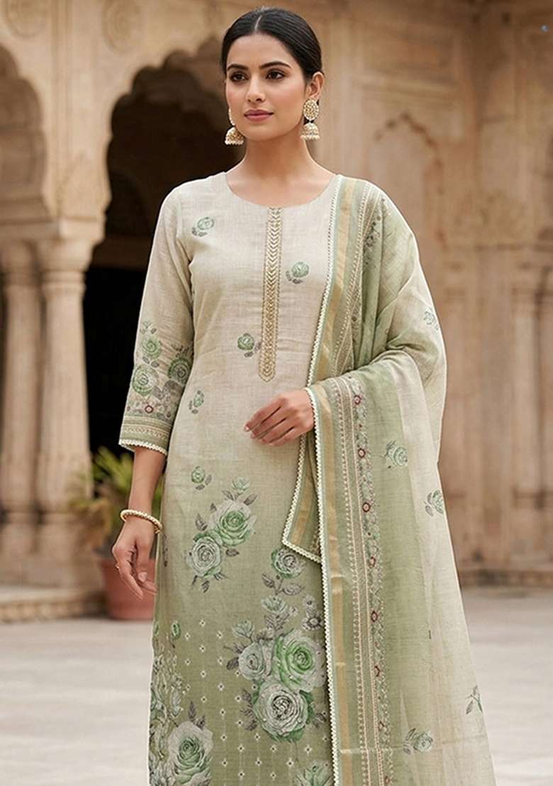 Multicolor Printed Cotton Material Suit Set - Indya