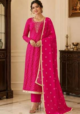 Pink Printed Cotton Material Suit Set