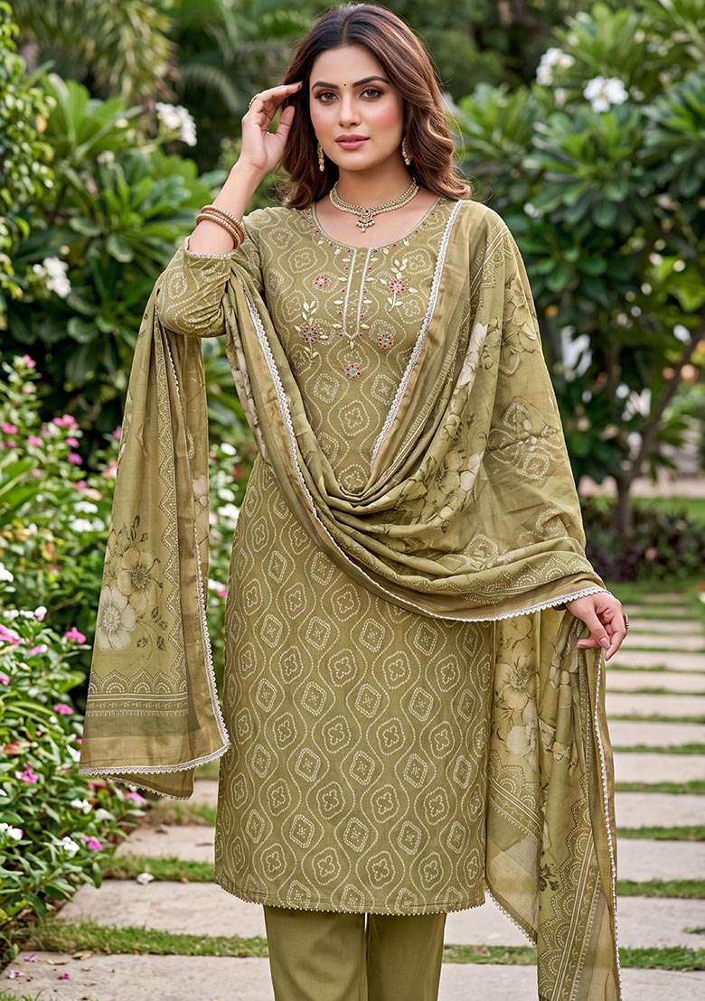 Multicolor Printed Cotton Material Suit Set - Indya