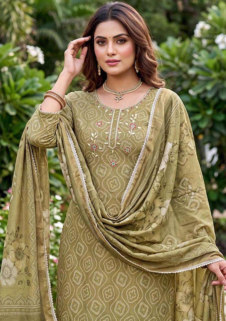 Multicolor Printed Cotton Material Suit Set - Indya