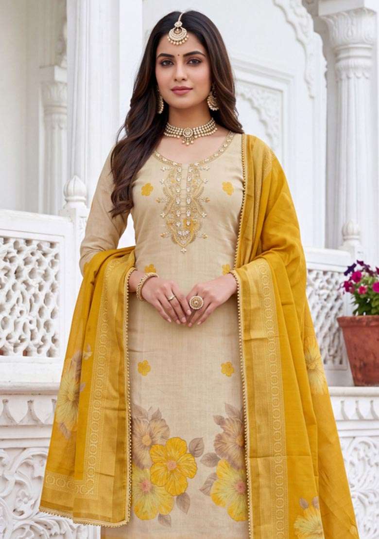 Multicolor Printed Cotton Material Suit Set - Indya