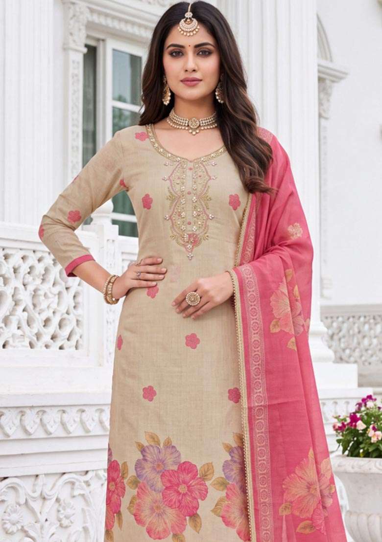 Multicolor Printed Cotton Material Suit Set - Indya
