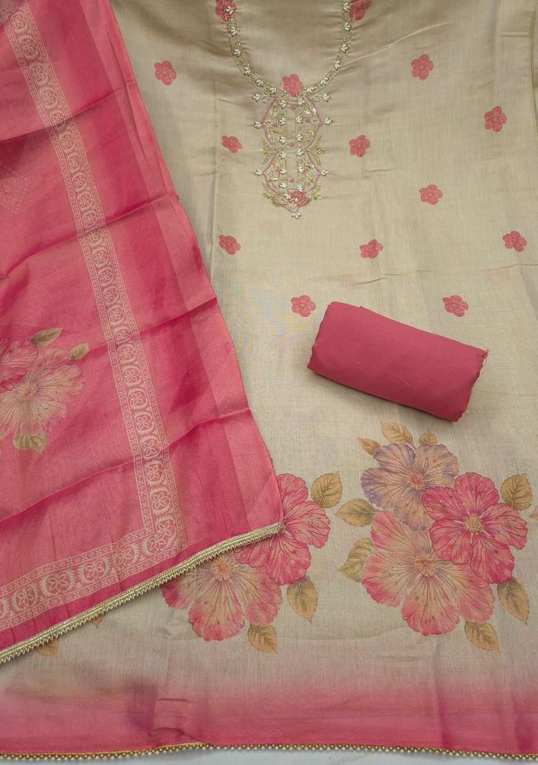 Multicolor Printed Cotton Material Suit Set - Indya