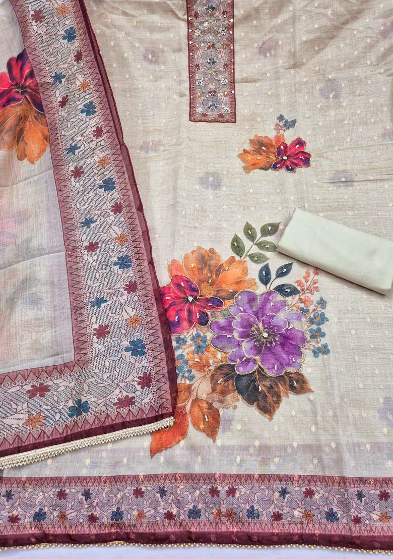 Multicolor Printed Cotton Material Suit Set - Indya