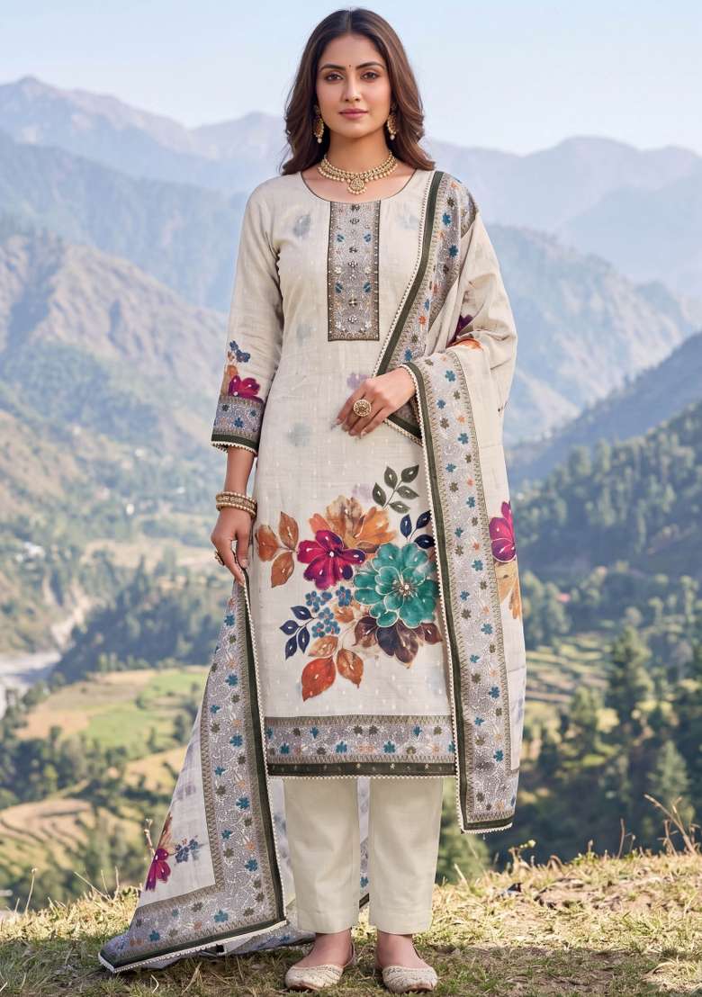 Multicolor Printed Cotton Material Suit Set - Indya