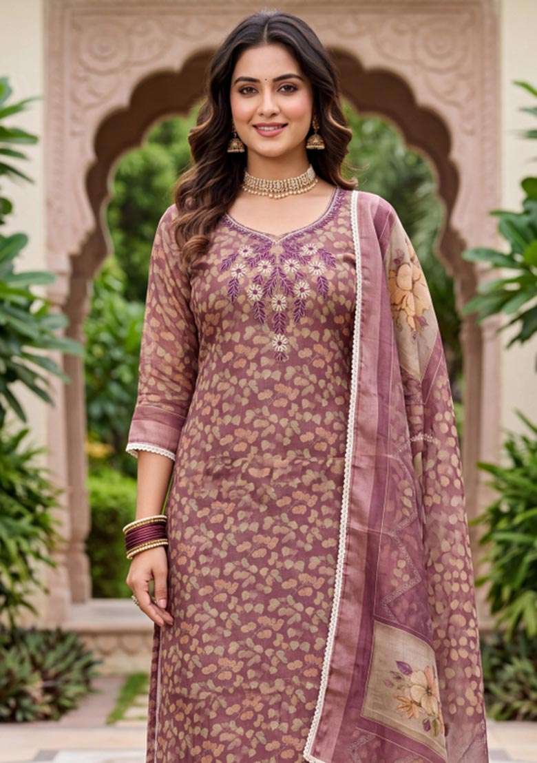 Multicolor Printed Cotton Material Suit Set - Indya