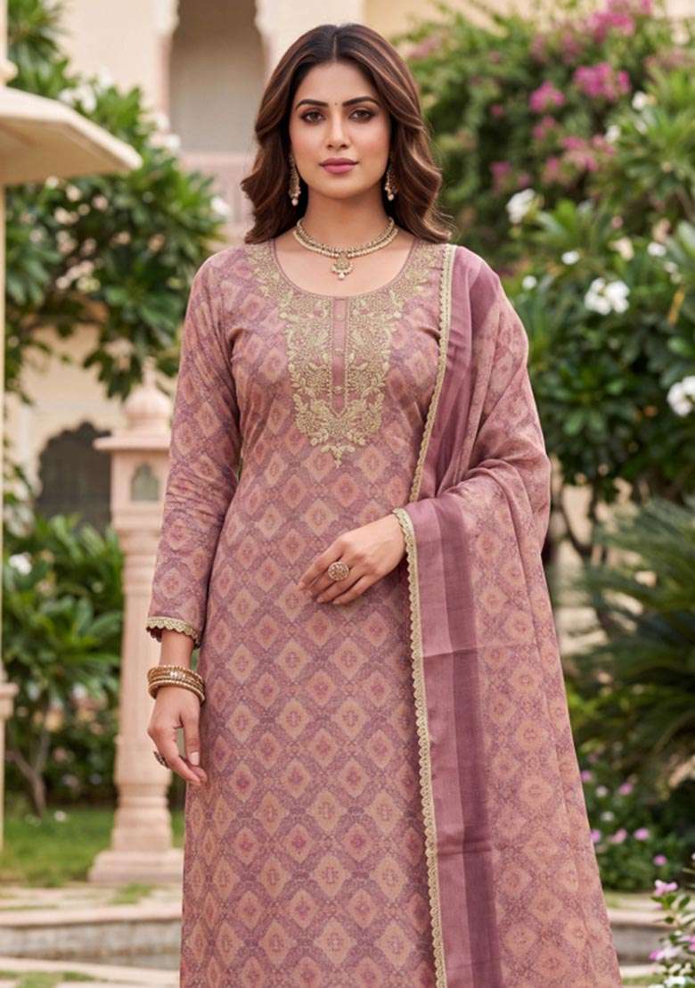 Multicolor Printed Cotton Material Suit Set - Indya