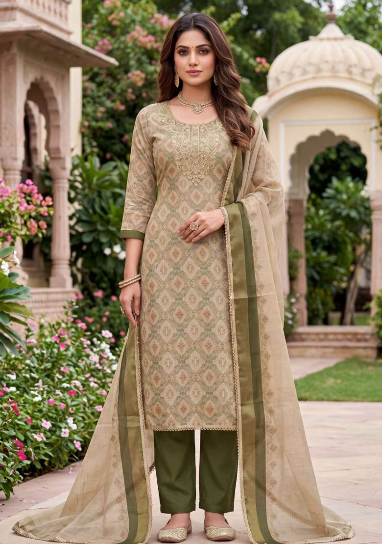 Multicolor Printed Cotton Material Suit Set - Indya