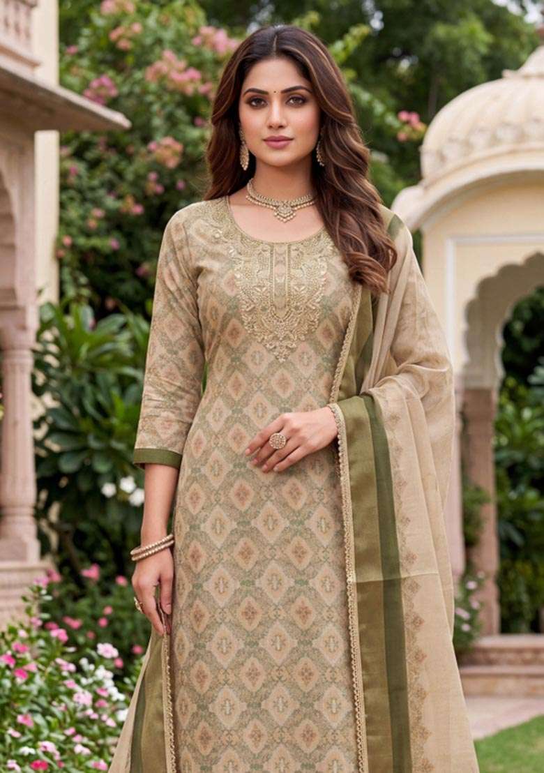 Multicolor Printed Cotton Material Suit Set - Indya