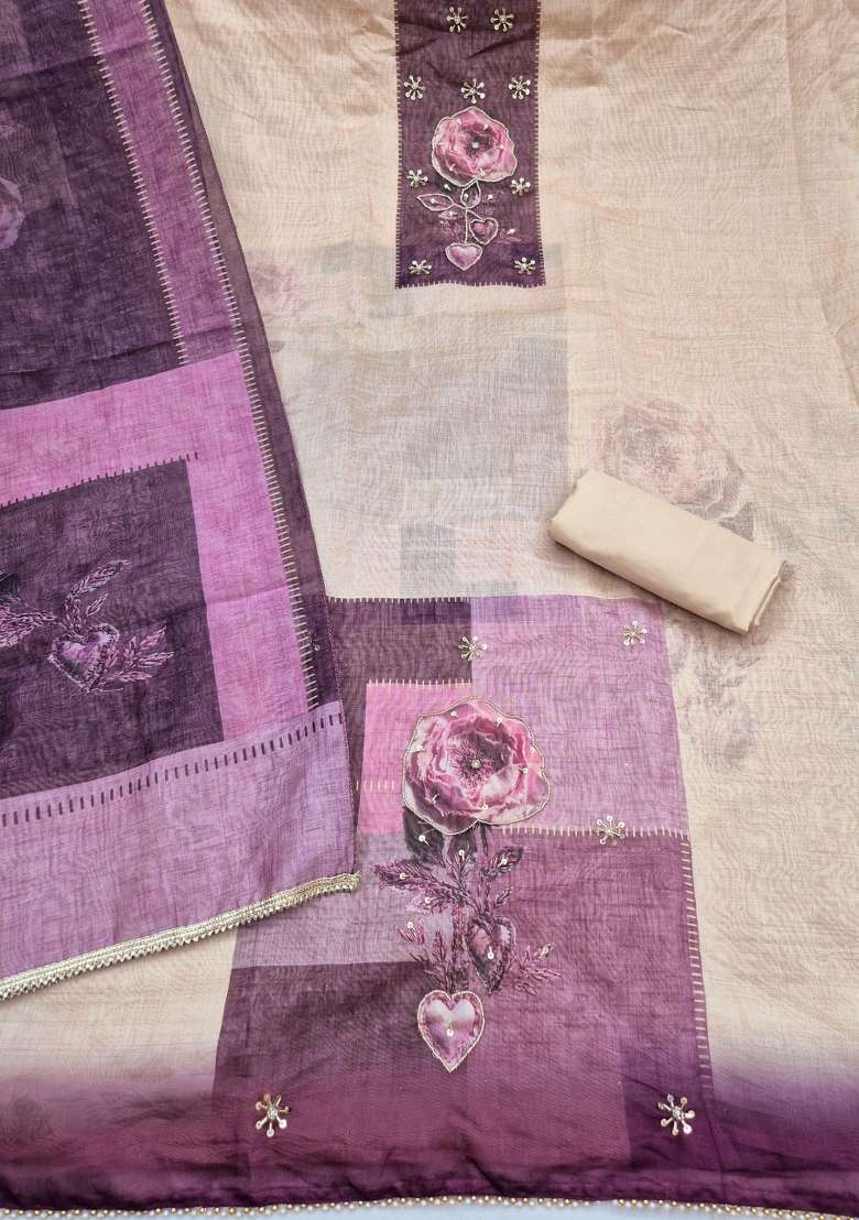 Multicolor Printed Cotton Material Suit Set - Indya