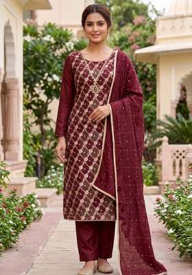 Multicolor Embroidery Cotton Material Suit Set