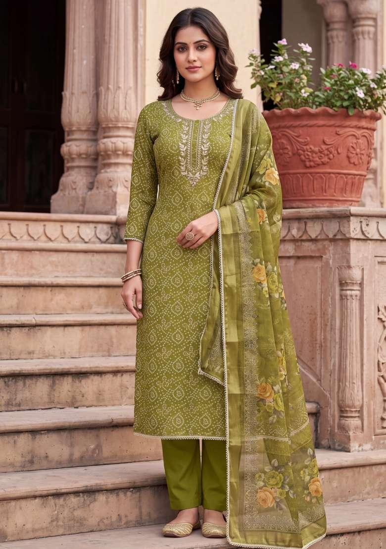 Multicolor Printed Cotton Material Suit Set - Indya