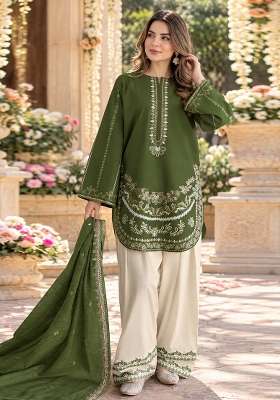 Green Embroidered Silk Kurta Set