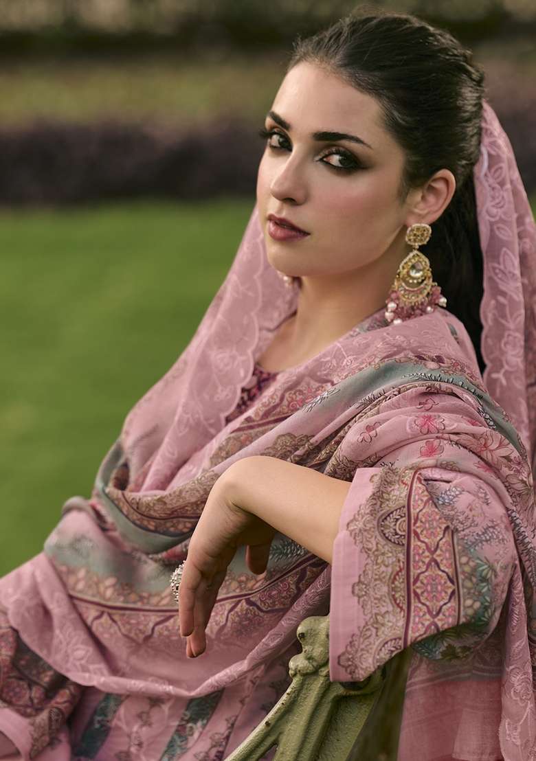 Pink Printed Cotton Kurta Set - Indya