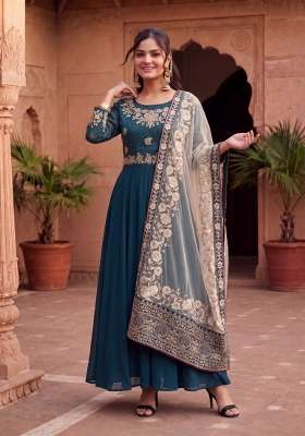 Rama Green Embroidered Georgette Kurta Set