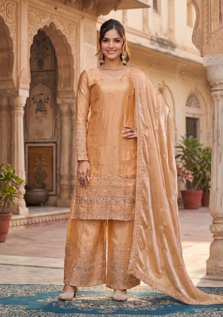 Golden Embroidered Fendi Kurta Set - Indya