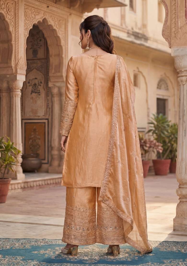 Golden Embroidered Fendi Kurta Set - Indya