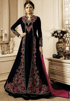 Black Embroidered Georgette Kurta Set