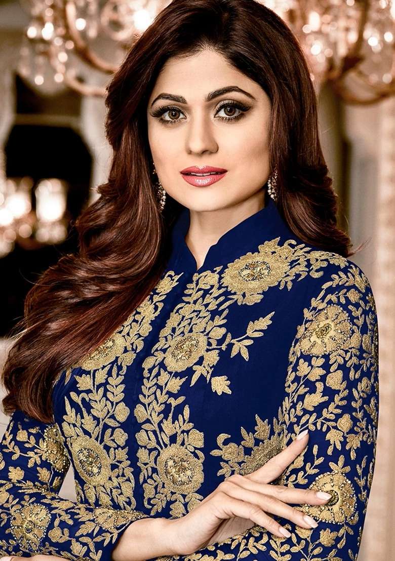 Blue Embroidered Georgette Kurta Set - Indya