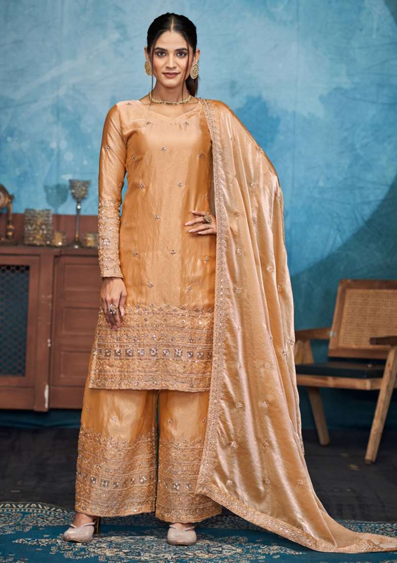 Golden Embroidered Fendi Kurta Set - Indya