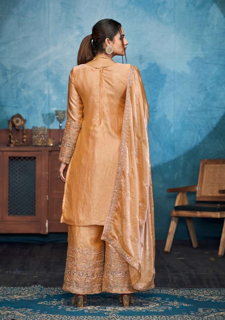 Golden Embroidered Fendi Kurta Set - Indya