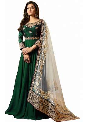 Green Embroidered Georgette Kurta Set