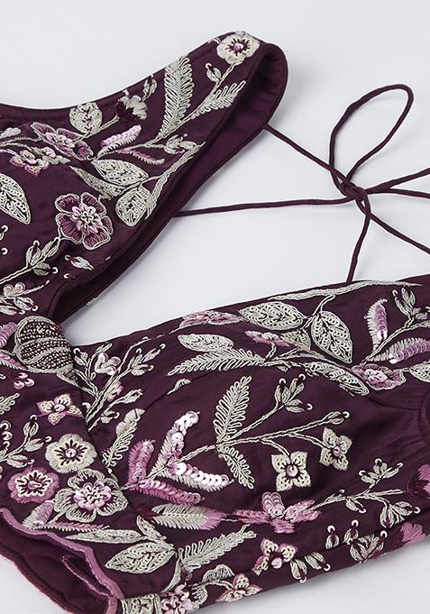 Burgundy Sequinned Embroidered Bridesmaid Lehenga Choli