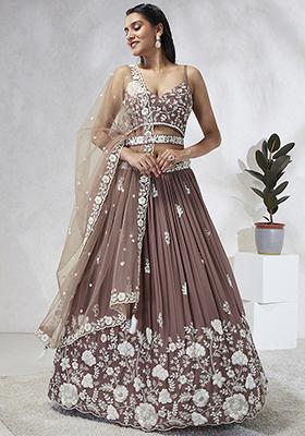 Rose Sequin Embroidered Georgette Lehenga Choli Set