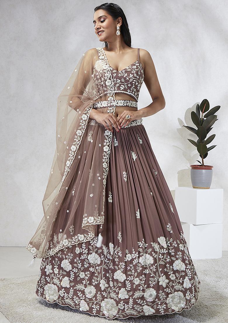 Popular Designer Wedding Wear Lehenga Choli/ Georgette embellished in sequins work shaadi functions or engagement parties lehengaT544