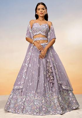 Mauve Sequin Work Lehenga Set