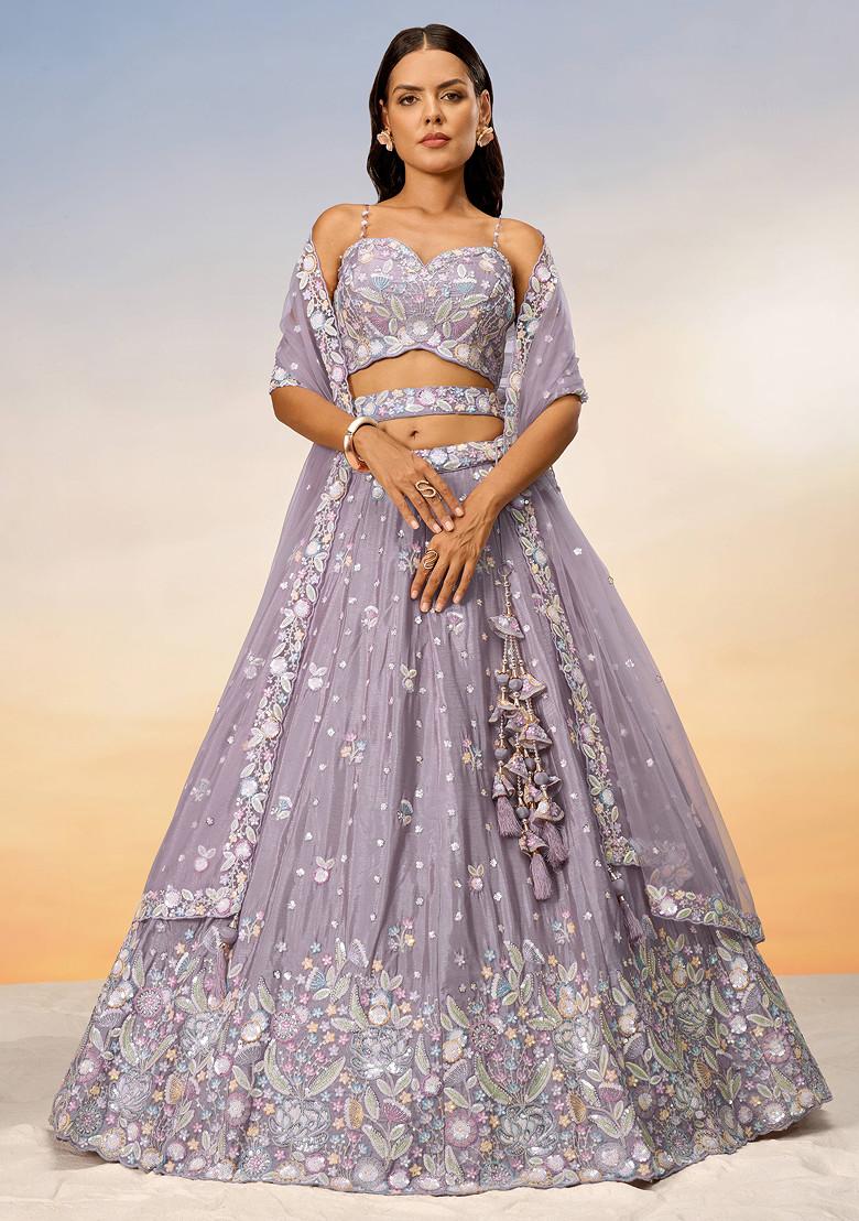 Mauve Sequin Lehenga Set