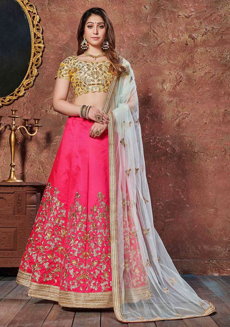Pink Dori And Blend Art Silk Lehenga Set with Embroidered & Sequin for Diwali | Wedding & Festive Wear - Indya