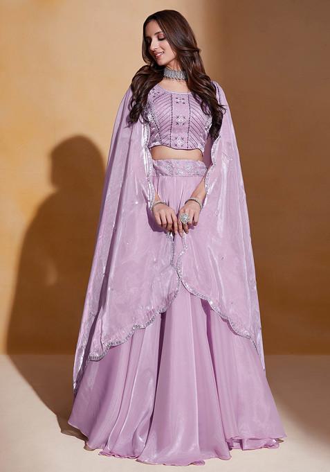 Light Purple Gulkanya Sequin Embroidered Lehenga Set  