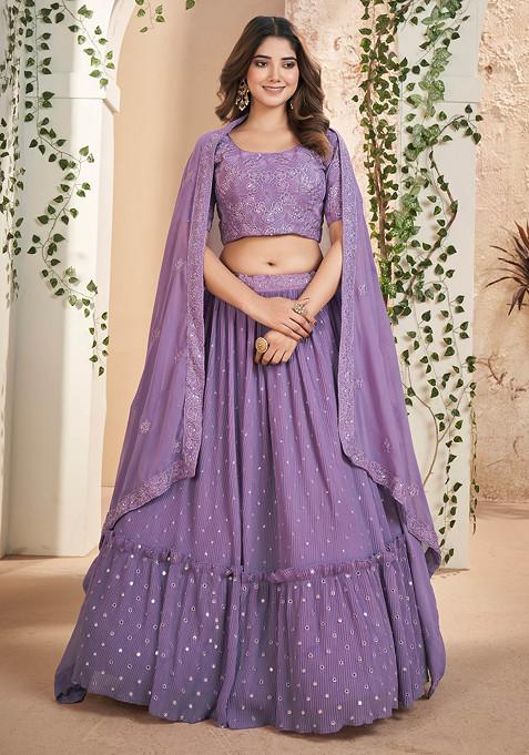 Purple Gulkanya Thread And Sequin Embroidered Lehenga Set  