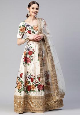 White Sequin Embroidered Art Silk Lehenga Set