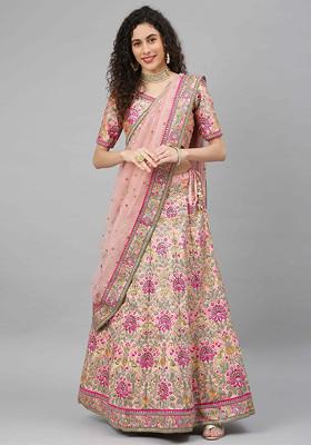 Baby Pink Sequin Embroidered Art Silk Lehenga Set