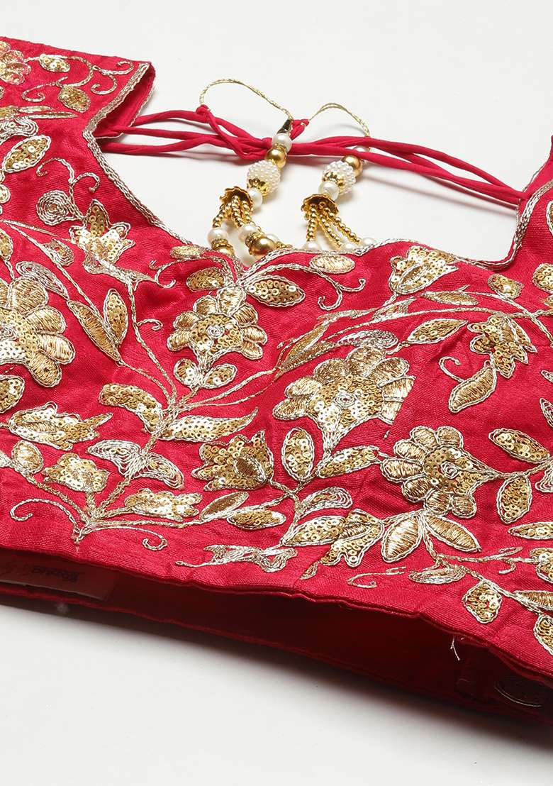 Pink Sequin Embroidered Raw Silk Blend Lehenga Set for Diwali and Festive Wear - Indya