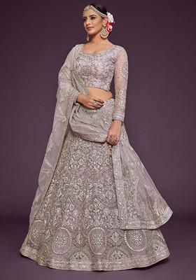 Dusky Orchid Glitter Dori Embroidered Soft Net Lehenga Set